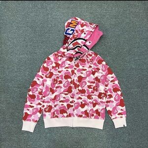 Bape Pink Red Camo Shark Hoodie Jacket